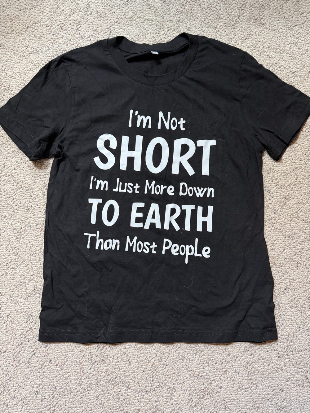 Black Graphic Tee "I'm Not Short" Sz Small